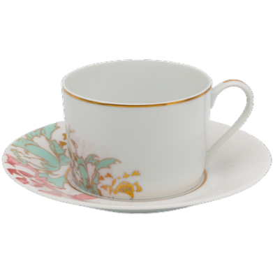 Paradis vegetal pink - Breakfast cup and saucer 0.45 litre