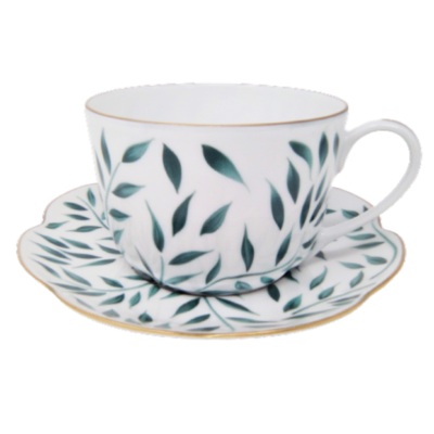Olivier green - Breakfast cup and saucer 0.45 litre