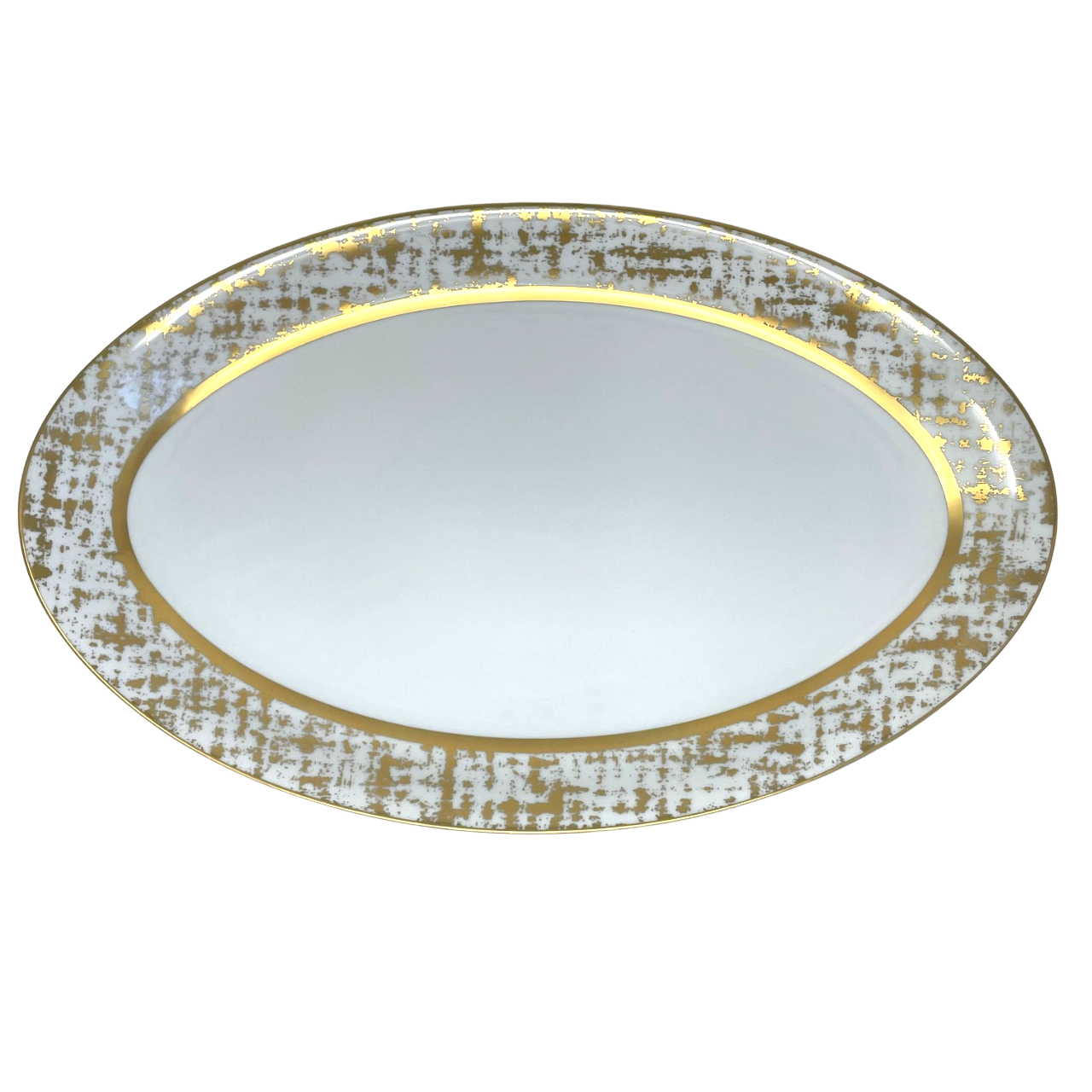 Tweed White & Gold - Oval platter 40 cm
