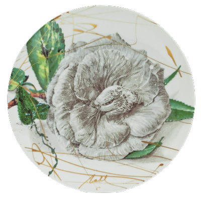BELLINGRATH COLLECTION BY NALL - PENCIL CAMELLIA DESSERT PLATE